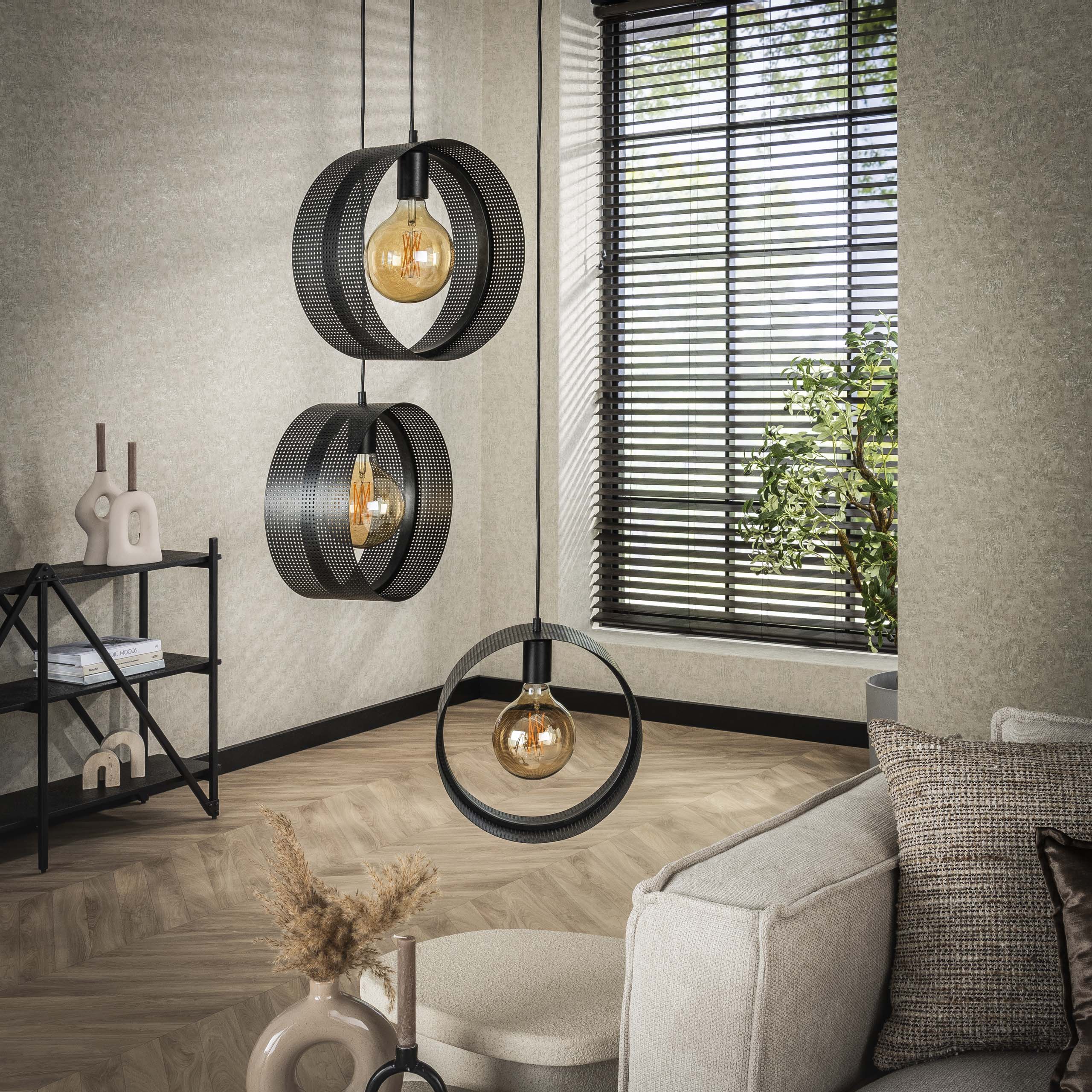 Rinara Mesh gelaagde hanglamp met 3 lichtpunten - Antraciet