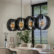 Rinara Mesh 4-lichts - Houtskool hanglamp