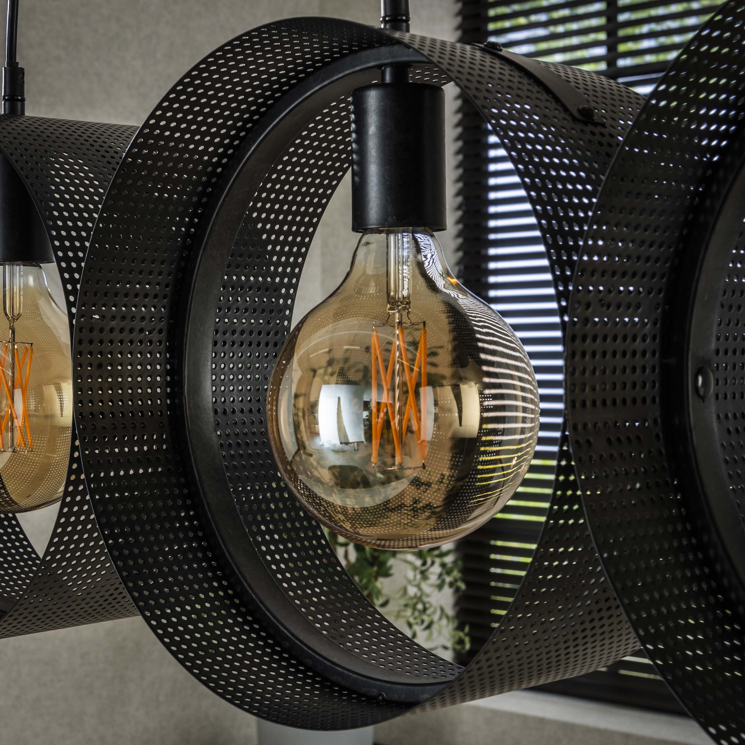 Rinara Mesh 4-lichts - Houtskool hanglamp