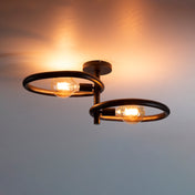 Pebira artic zwarte plafondlamp met 2 lichtpunten