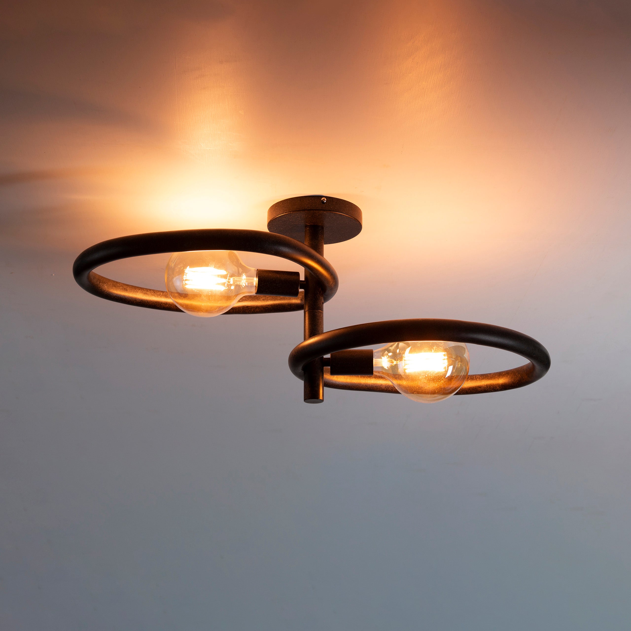 Pebira artic zwarte plafondlamp met 2 lichtpunten