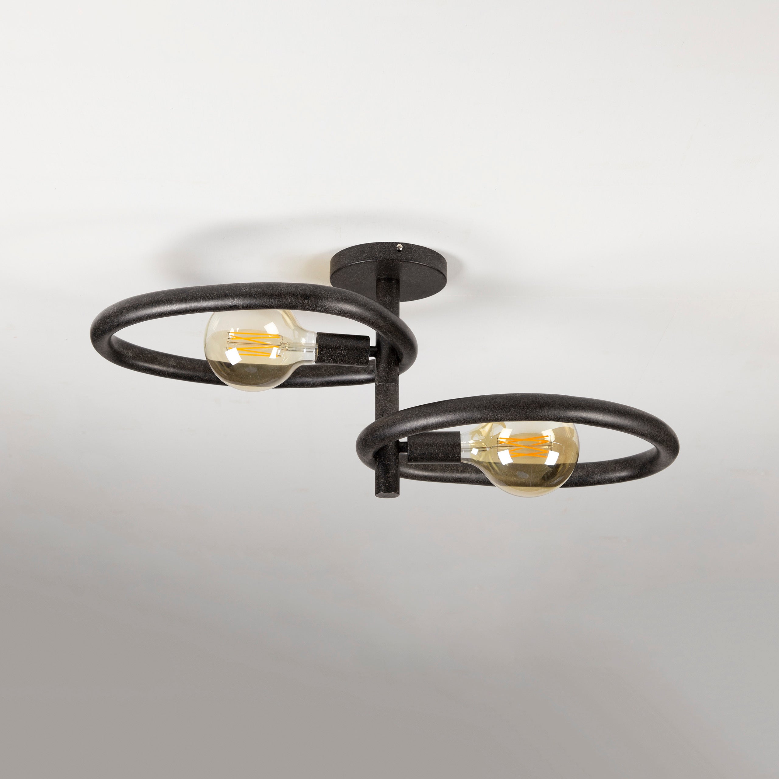 Pebira artic zwarte plafondlamp met 2 lichtpunten