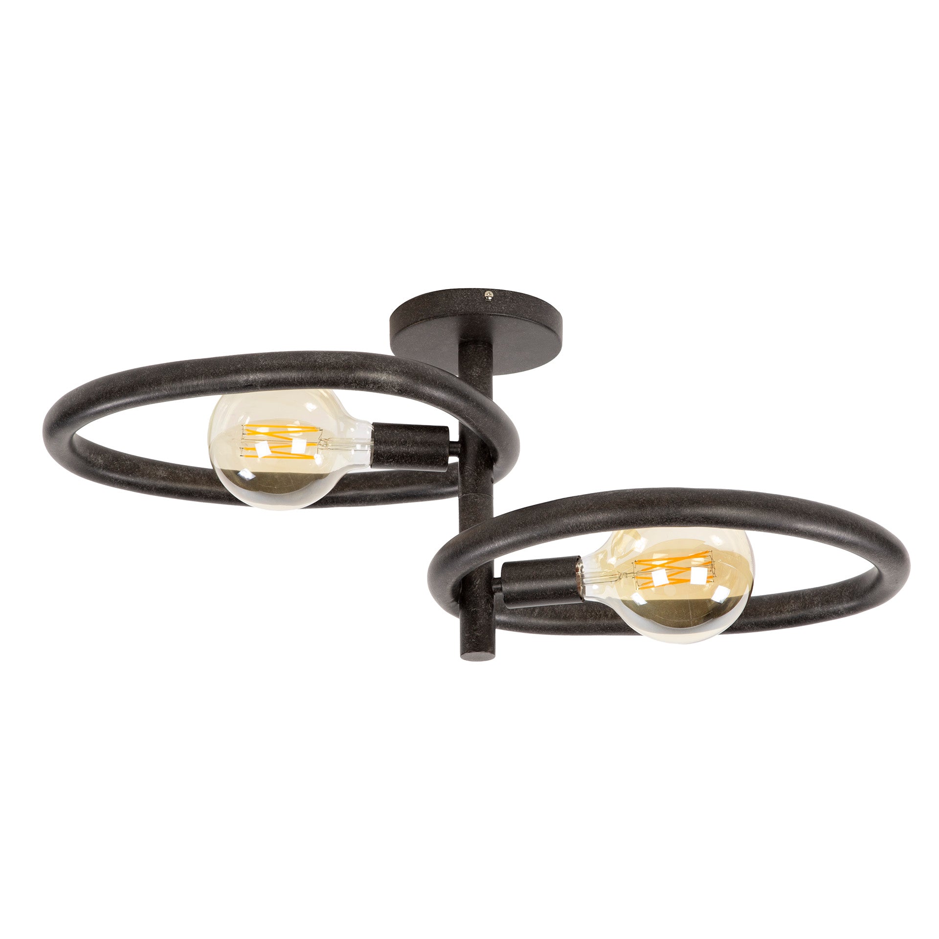 Pebira artic zwarte plafondlamp met 2 lichtpunten