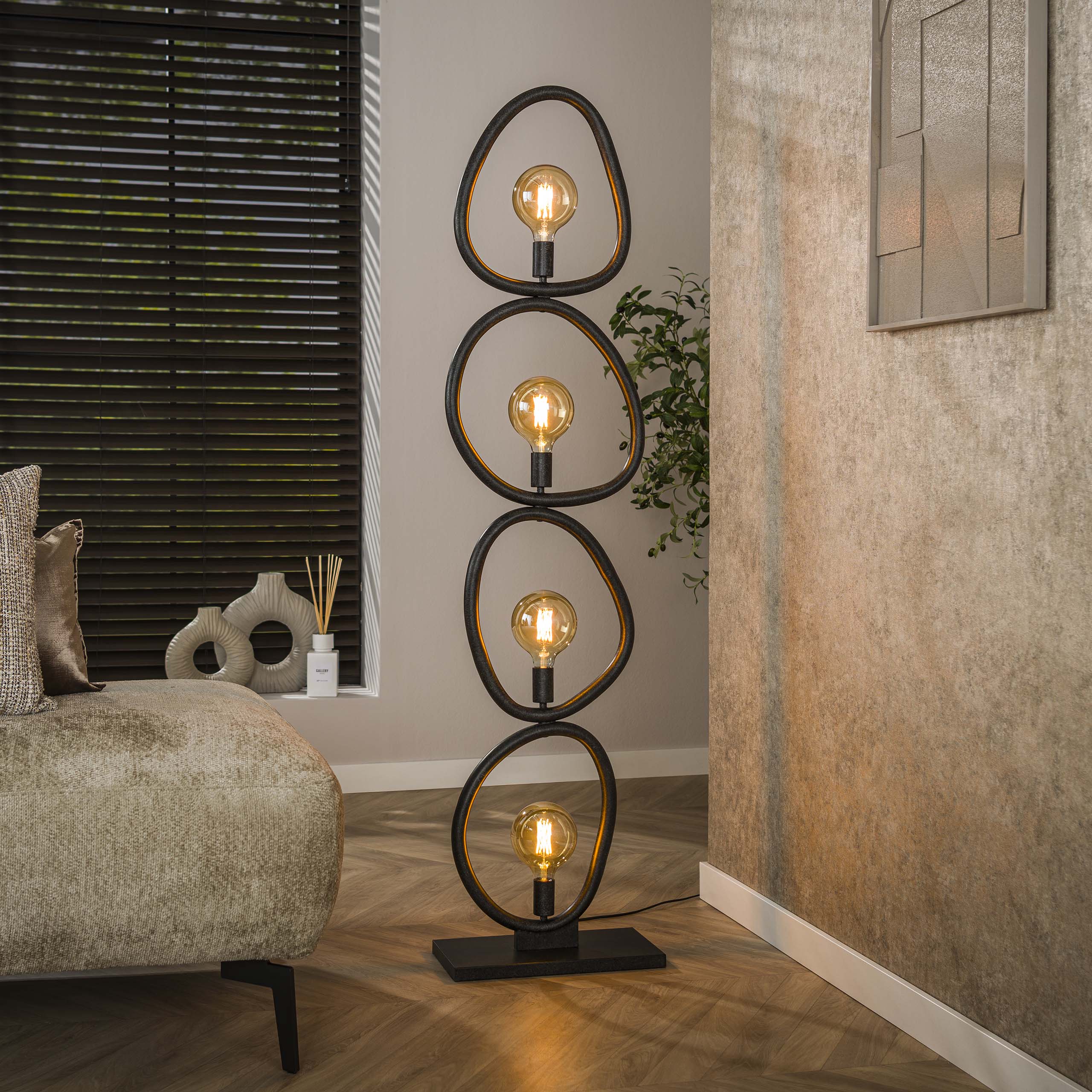 Pebora vloerlamp met 4 lichtpunten - artic zwart