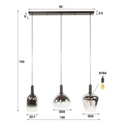 Zenora 3-lichts - Artic zwarte hanglamp