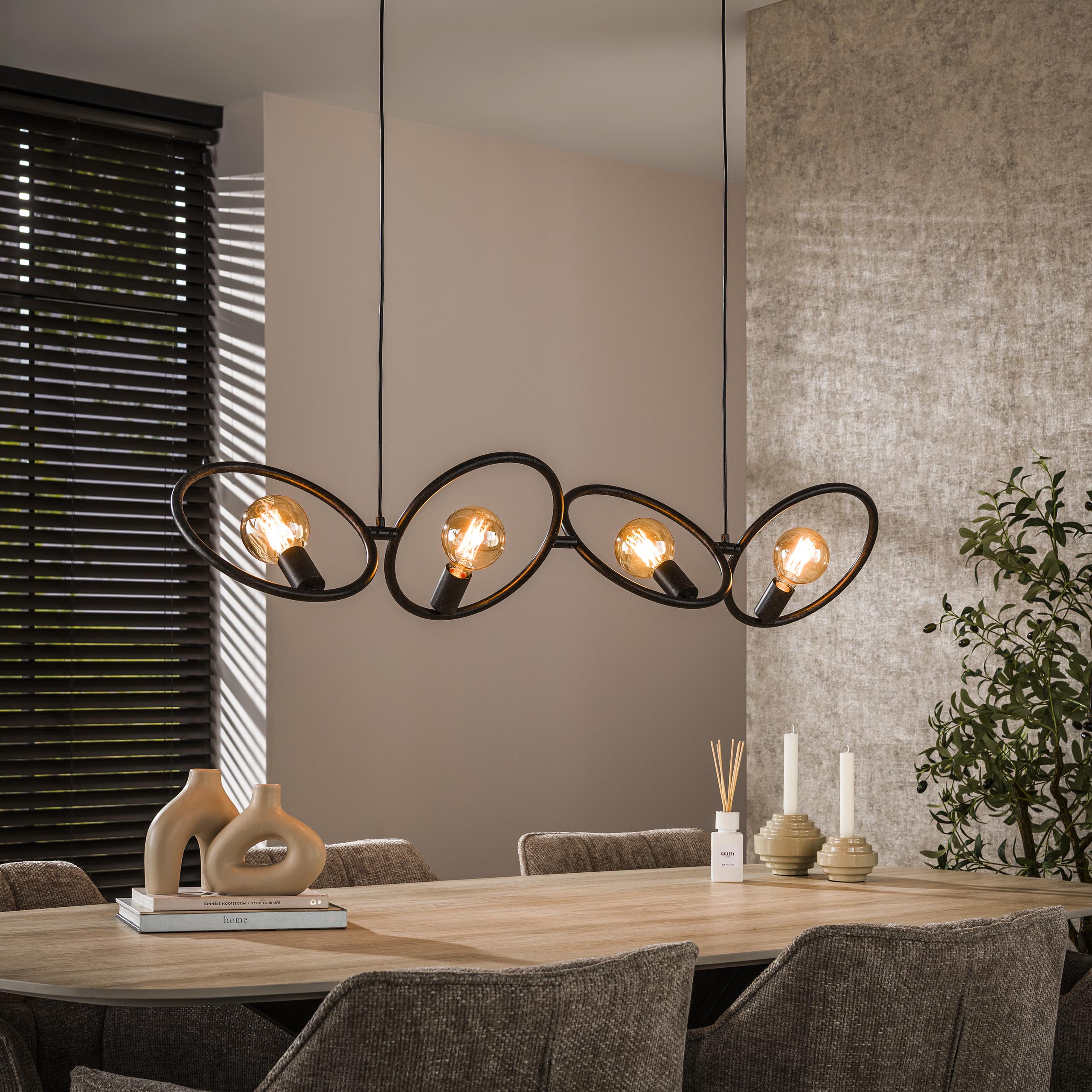 Loopra 4-lichts - Artic zwarte hanglamp