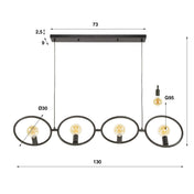 Loopra 4-lichts - Artic zwarte hanglamp