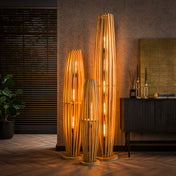Orbira L 3-lichts - massief mangohouten vloerlamp