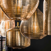 Strava Horizontaal 4+3-licht - Hanglamp van amberkleurig glas