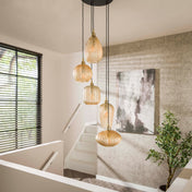 Varion 5-lichts in lagen - Amberkleurige glazen hanglamp