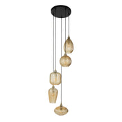 Varion 5-lichts in lagen - Amberkleurige glazen hanglamp