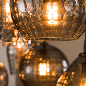 Hexara 4+3-licht - Rookgrijs glazen hanglamp