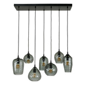 Hexara 4+3-licht - Rookgrijs glazen hanglamp