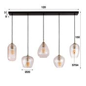 Diamera Grain 5-lichts - Diamantglazen hanglamp