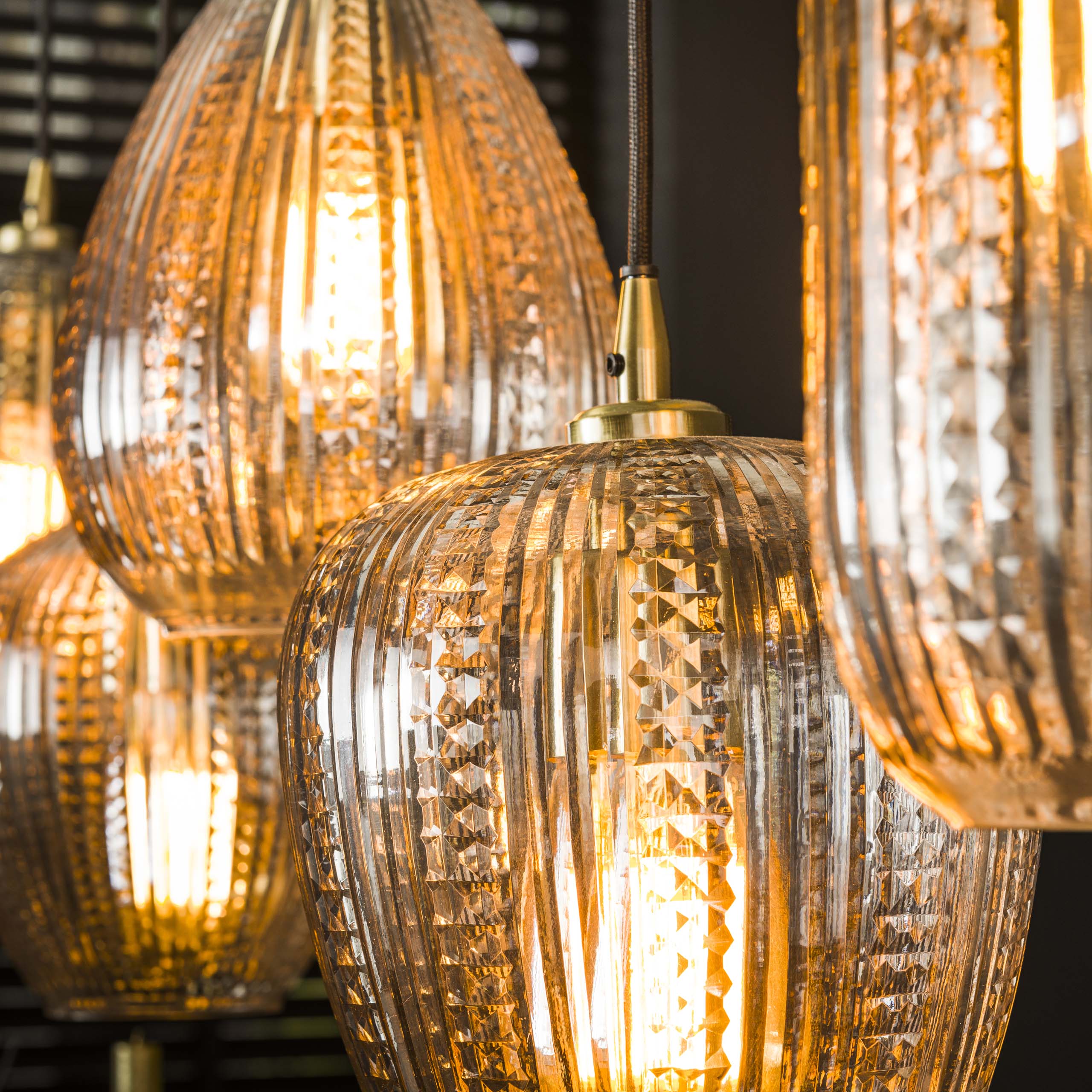 Diamera Grain 5-lichts - Diamantglazen hanglamp