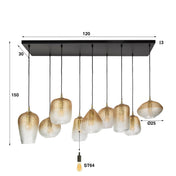 Doria 5+4-lichts - Amberglazen hanglamp