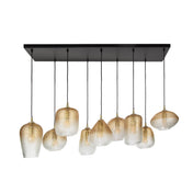 Doria 5+4-lichts - Amberglazen hanglamp