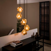Rovara 5-lichts hanglamp - Chroom glas