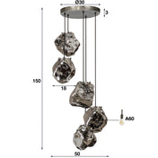 Rovara 5-lichts hanglamp - Chroom glas