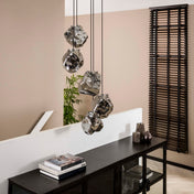 Rovara 5-lichts hanglamp - Chroom glas