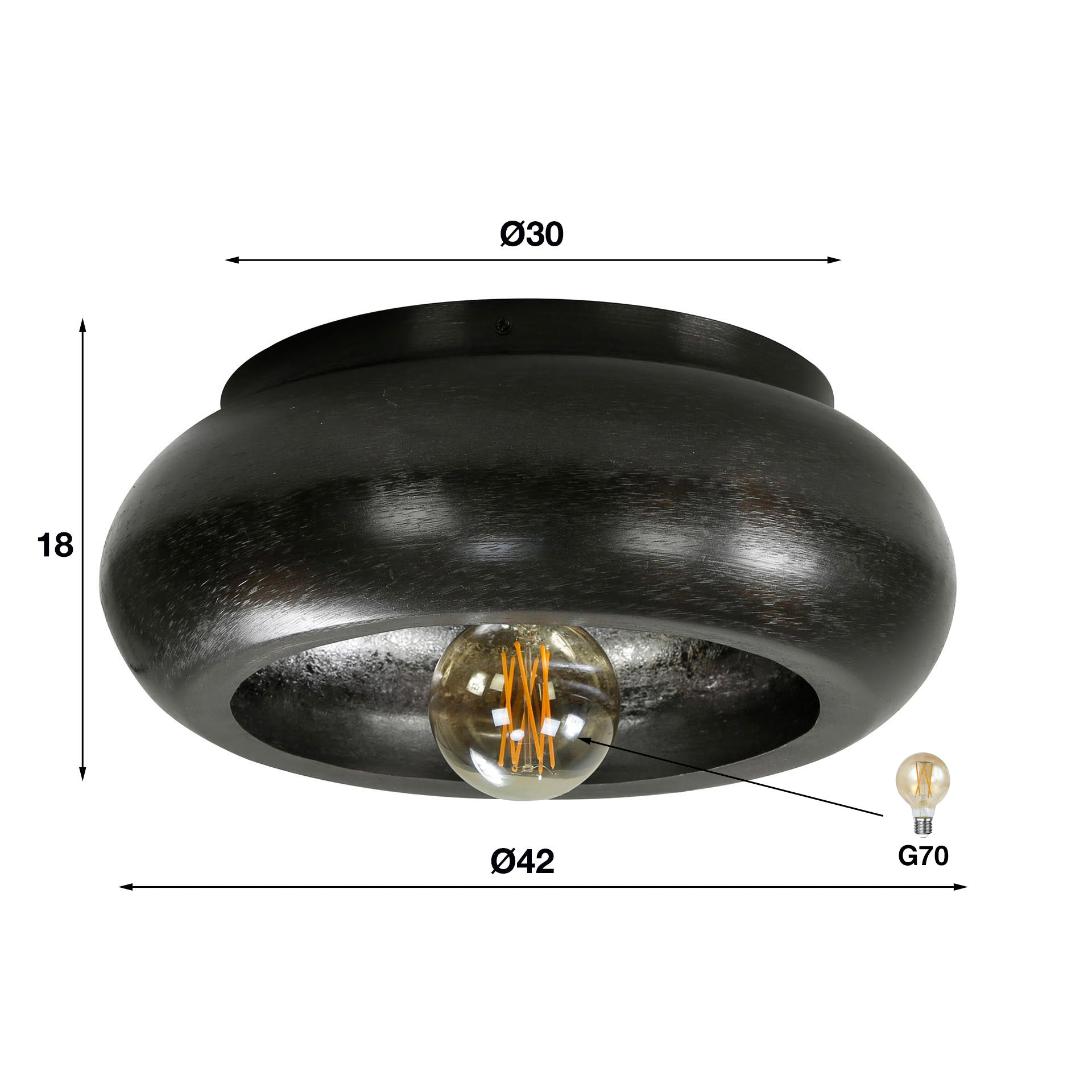 Skyra zwart nikkel 1-lichts Ø42cm plafondlamp