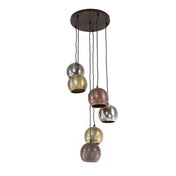 Bolaro Metalen hanglamp met 6 lampen en 3 niveaus - Mat nikkelmix