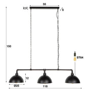 Induro Tube 3-lichts - Zwarte hanglamp