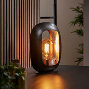 Arvona zwarte nikkel metalen tafellamp met 1 lichtpunt - 35 cm