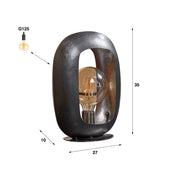 Arvona zwarte nikkel metalen tafellamp met 1 lichtpunt - 35 cm