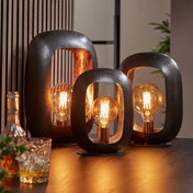 Arvona zwarte nikkel metalen tafellamp met 1 lichtpunt - 35 cm