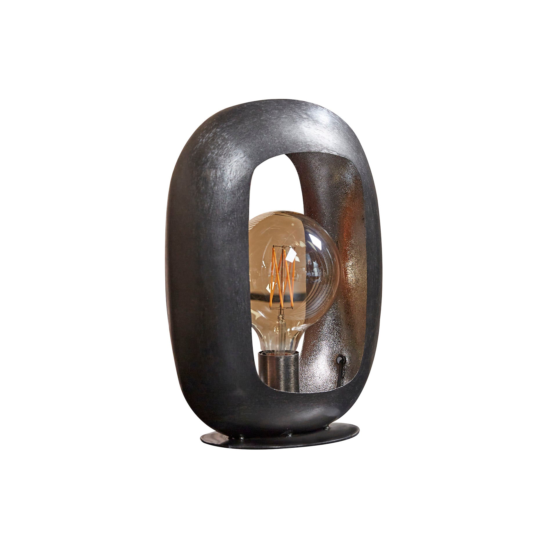 Arvona zwarte nikkel metalen tafellamp met 1 lichtpunt - 35 cm