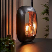 Arvona zwarte nikkel metalen tafellamp met 1 licht - 44 cm