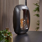 Arvona zwarte nikkel metalen tafellamp met 1 licht - 44 cm