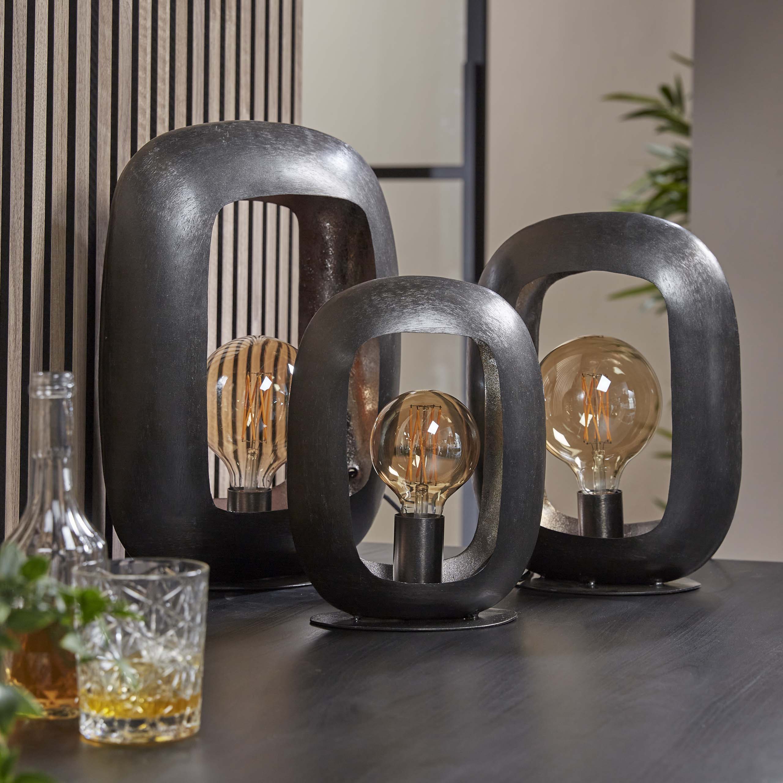 Arvona zwarte nikkel metalen tafellamp met 1 licht - 44 cm