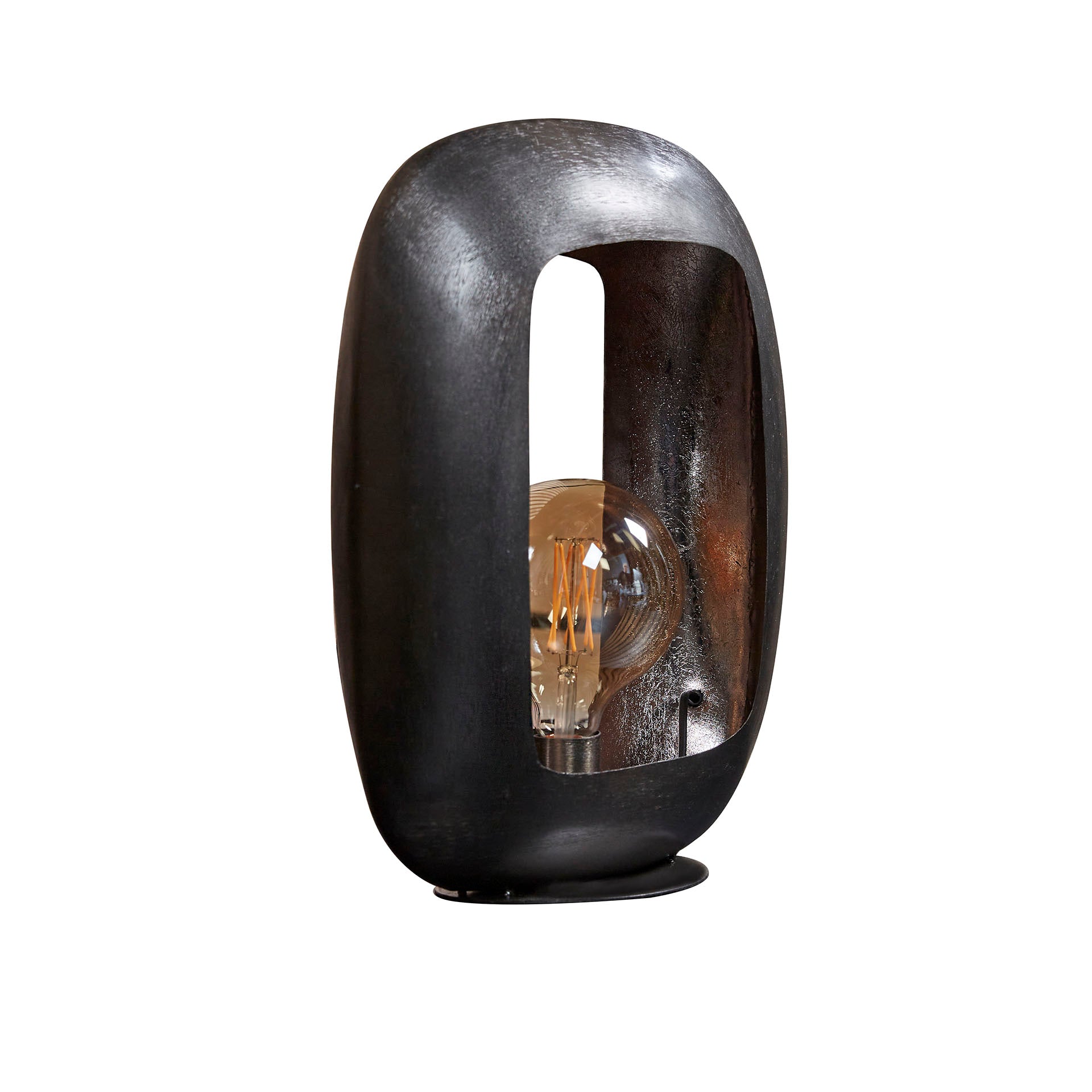 Arvona zwarte nikkel metalen tafellamp met 1 licht - 44 cm