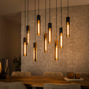 Tubara 5+4-lichts - Arctic zwarte hanglamp