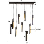 Tubara 5+4-lichts - Arctic zwarte hanglamp