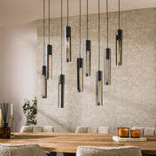 Tubara 5+4-lichts - Arctic zwarte hanglamp