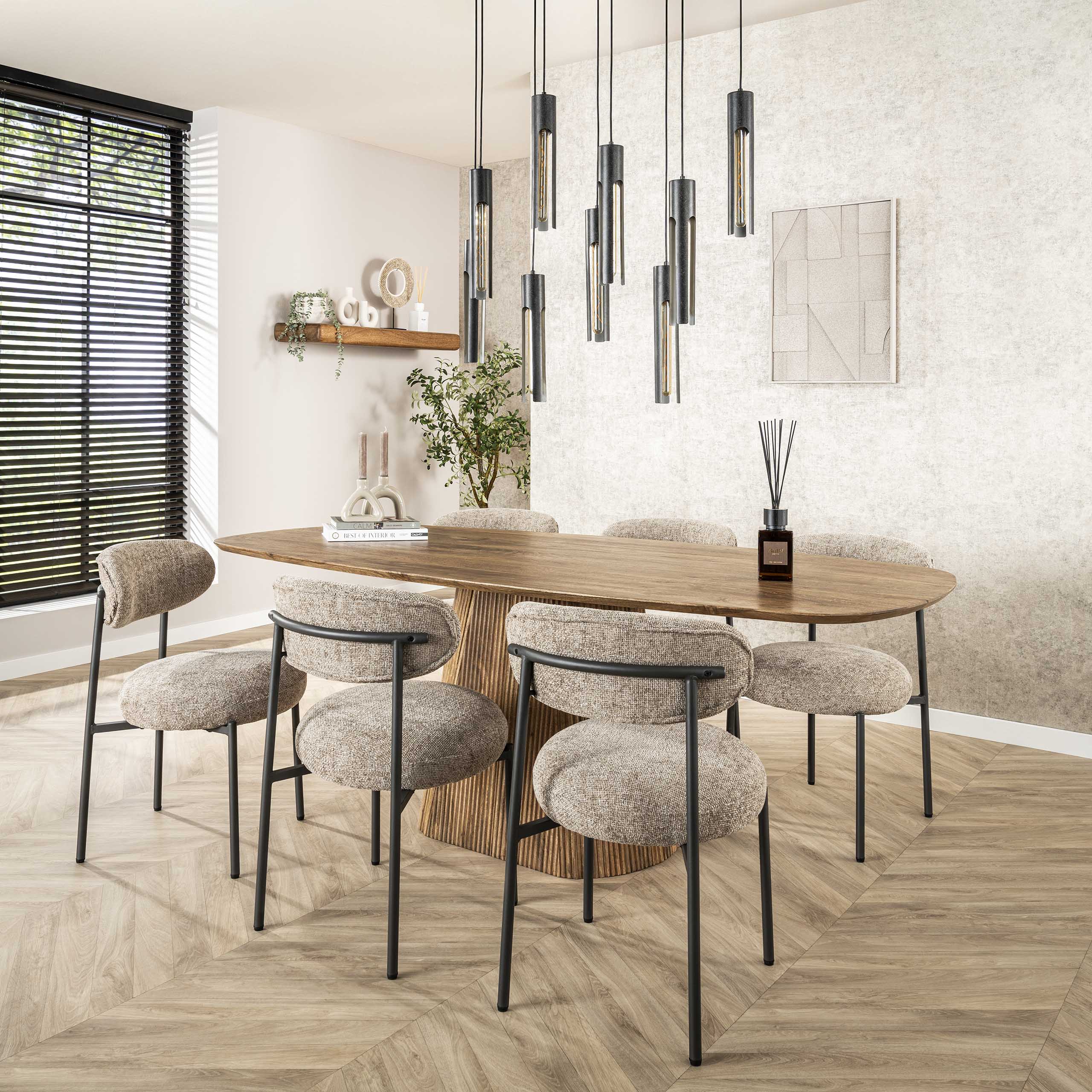Tubara 5+4-lichts - Arctic zwarte hanglamp