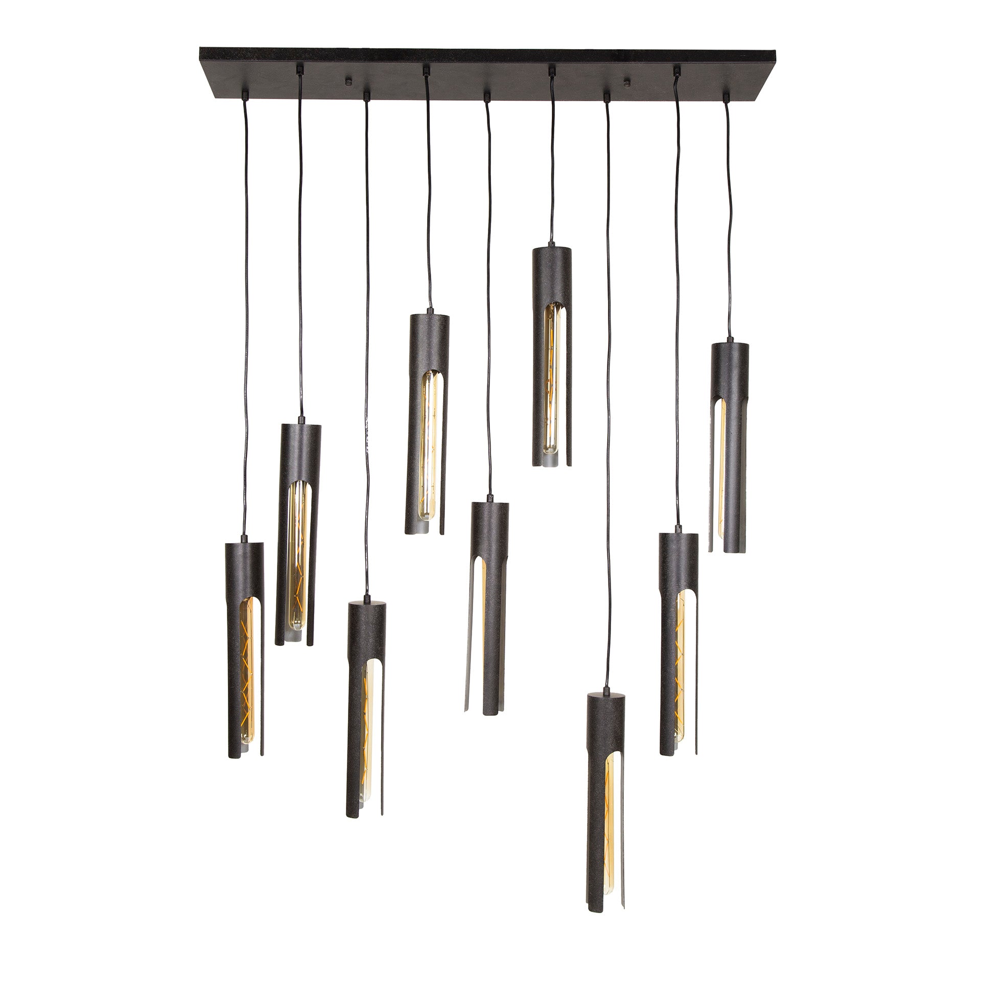 Tubara 5+4-lichts - Arctic zwarte hanglamp