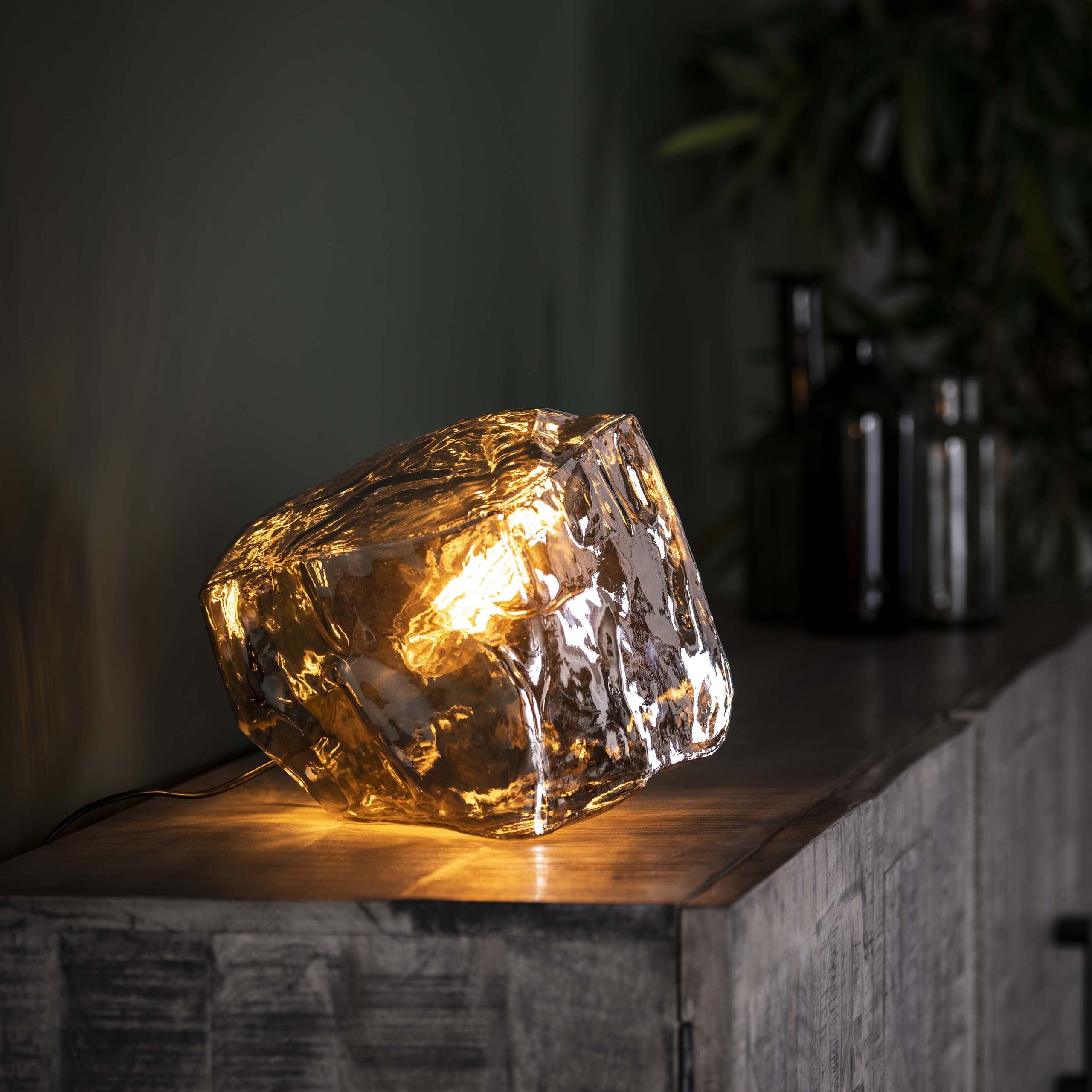 Rovira chroom glas 1-licht tafellamp