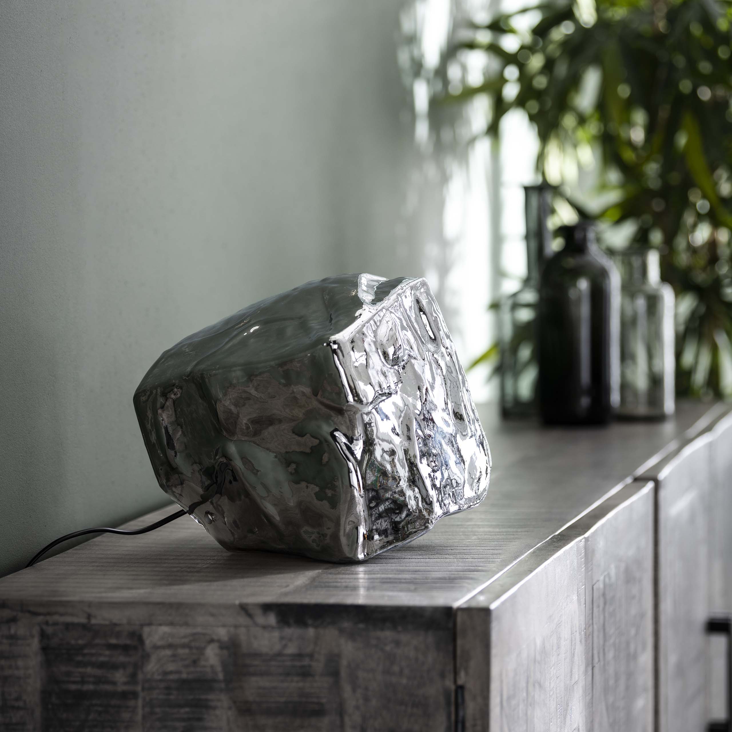 Rovira chroom glas 1-licht tafellamp