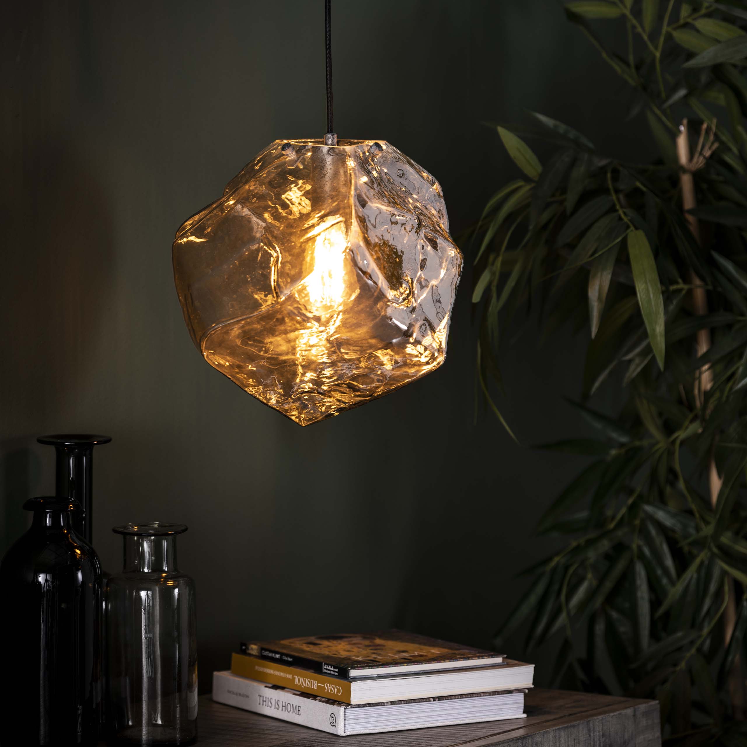 Rovara 1-lichts - Chroom glazen hanglamp