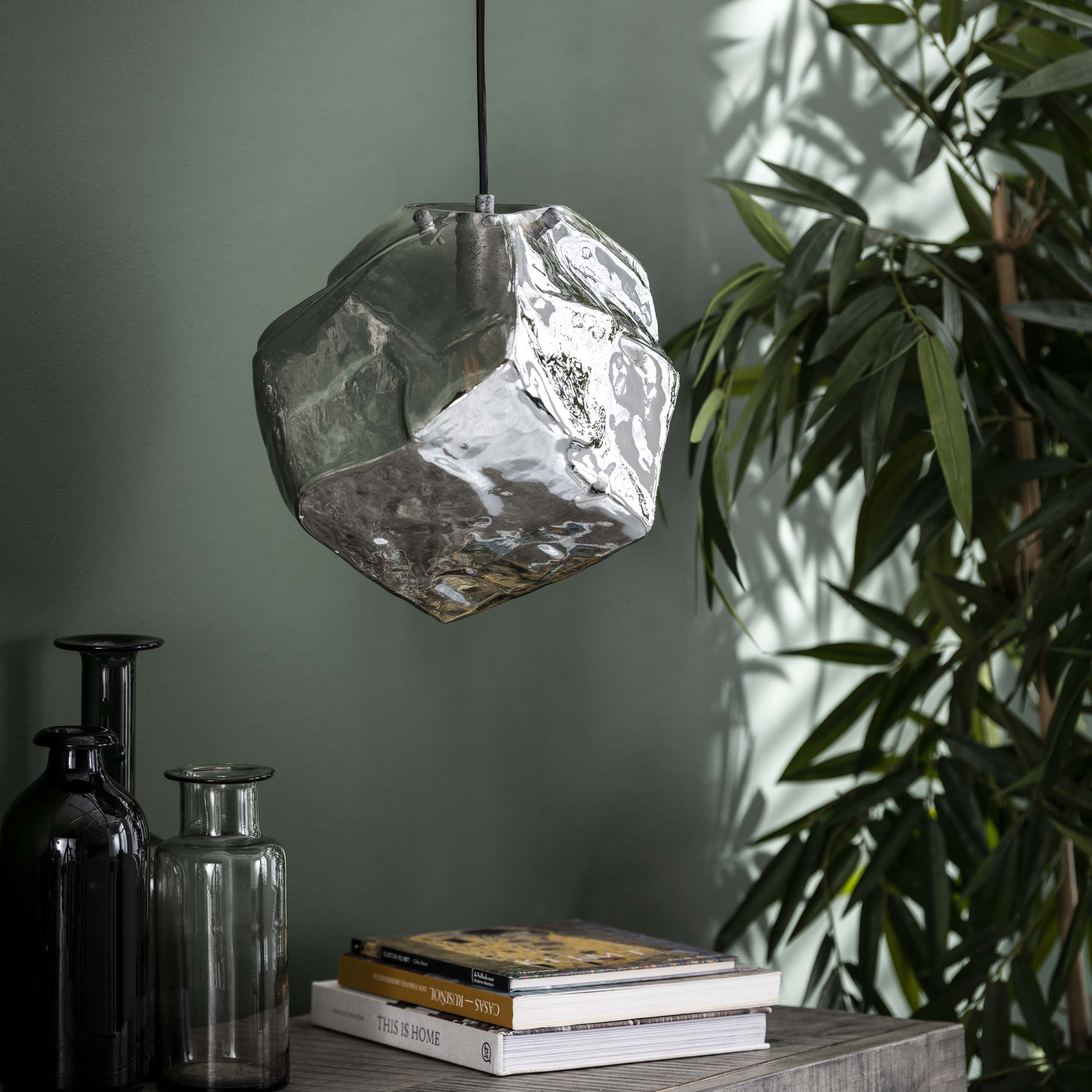 Rovara 1-lichts - Chroom glazen hanglamp