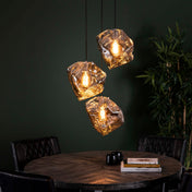 Rovara 3-lichts met trappen - Chromen glazen hanglamp