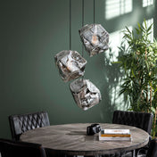Rovara 3-lichts met trappen - Chromen glazen hanglamp