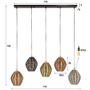 Wexel 5-lichts - Mat nikkelmix hanglamp