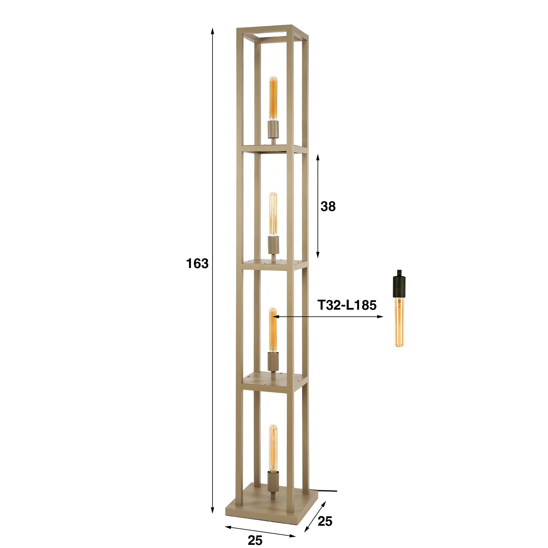 Quadris 4-lichts - beige vloerlamp