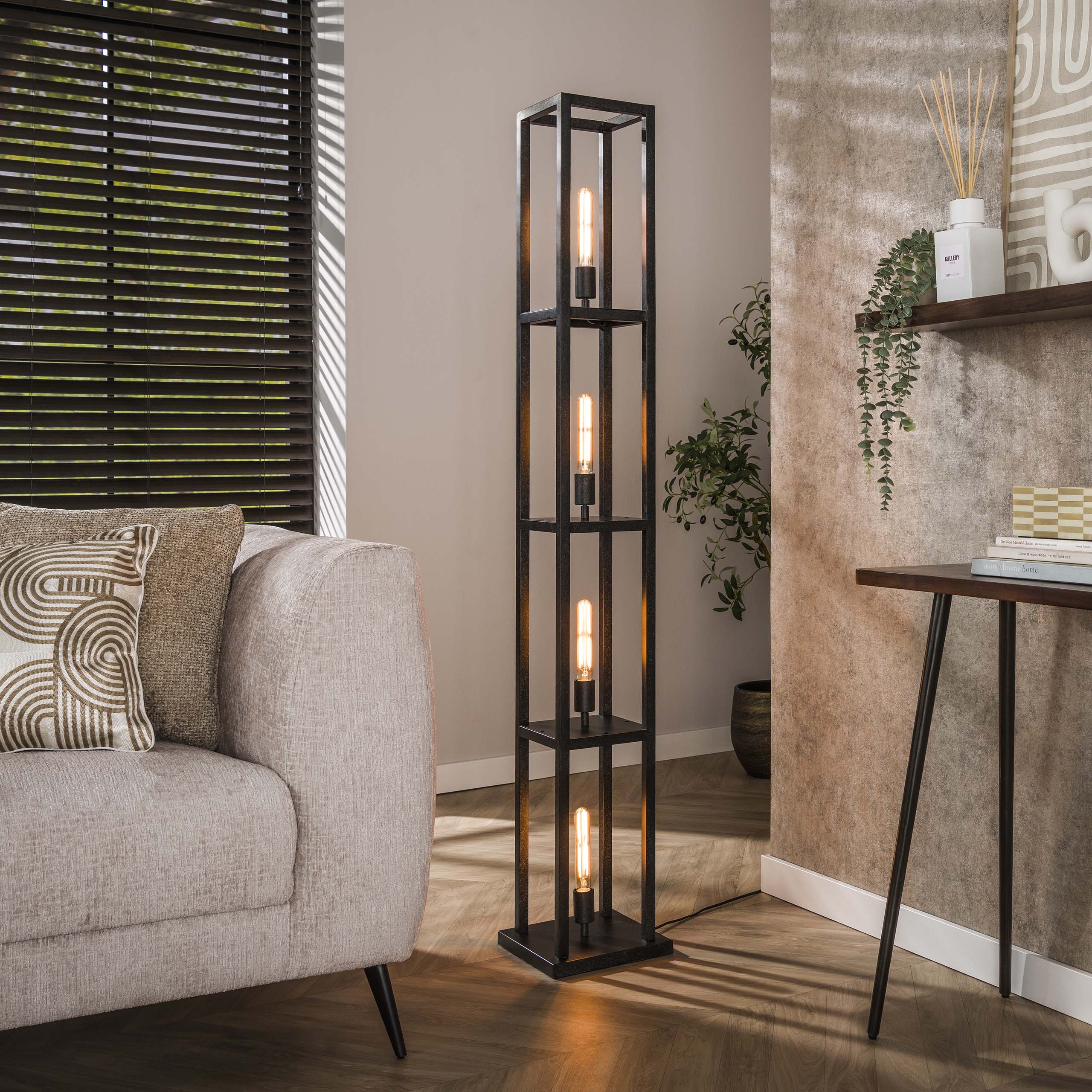 Quadris 4-lichts - artic zwarte vloerlamp