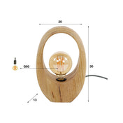 Arvona tafellamp met 1 lichtpunt van massief mangohout - 30 cm